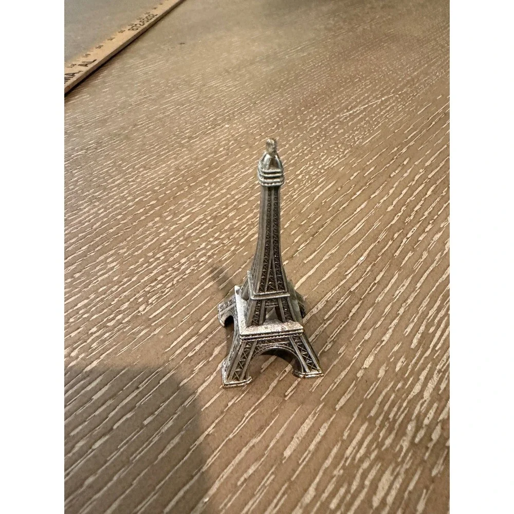 Vintage Silver Tone Eiffel Tower Figurine 3 Inch Paris Souvenir Metal Miniature